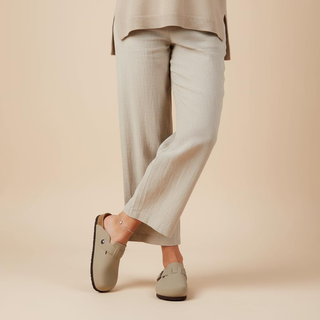 CUSHIONAIRE Hana Womens Clogs | Comfortable Vegan Suede Clogs for Women | Slip On Potato Shoes with Cork Footbed & Arch Support | Memory Foam, Wide Widths Available - Image 8