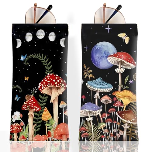 Image of Anikathy 2Pcs Sunglass Eyeglass Glasses Case Soft PU Leather with Cleaning Cloth Cute Glasses Pouch Bag for Men Women Girs