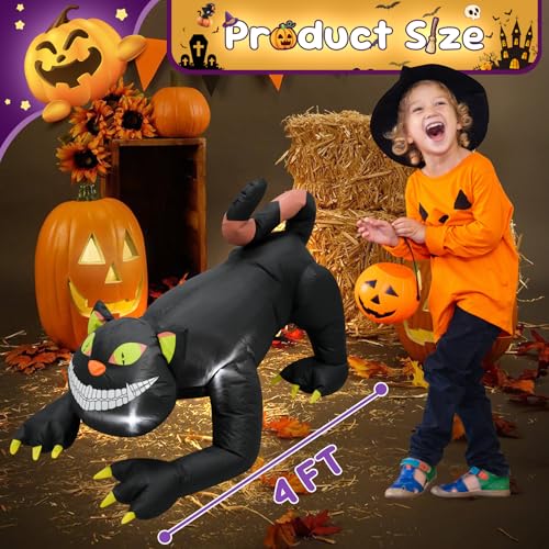 4FT Black Cat Halloween Inflatable Decoration Halloween with LED Lights - image 2