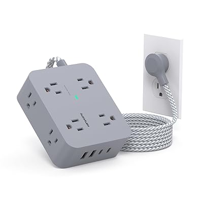 10 Ft Extension Cord with Multiple Outlets, HANYCONY Flat Plug Power Strip Surge Protector 10 Ft Long Cord, 8 Outlets 30W USB C Charger (2 USB C), Multi Plug Outlet for College Dorm Room Essentials