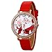 Produktbild Ouneed® Uhren , Christmas Pattern Leather Band Analog Quartz Vogue Watches (Rot)