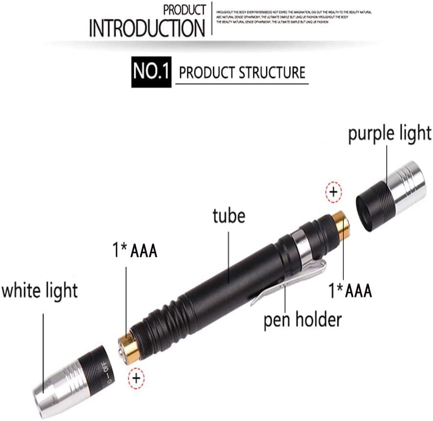 LED light blacklight flashlights 2 in 1 Flashlight Penlight pen clip Torch Blacklight Detector for 3 AAA Batteries MODOAO