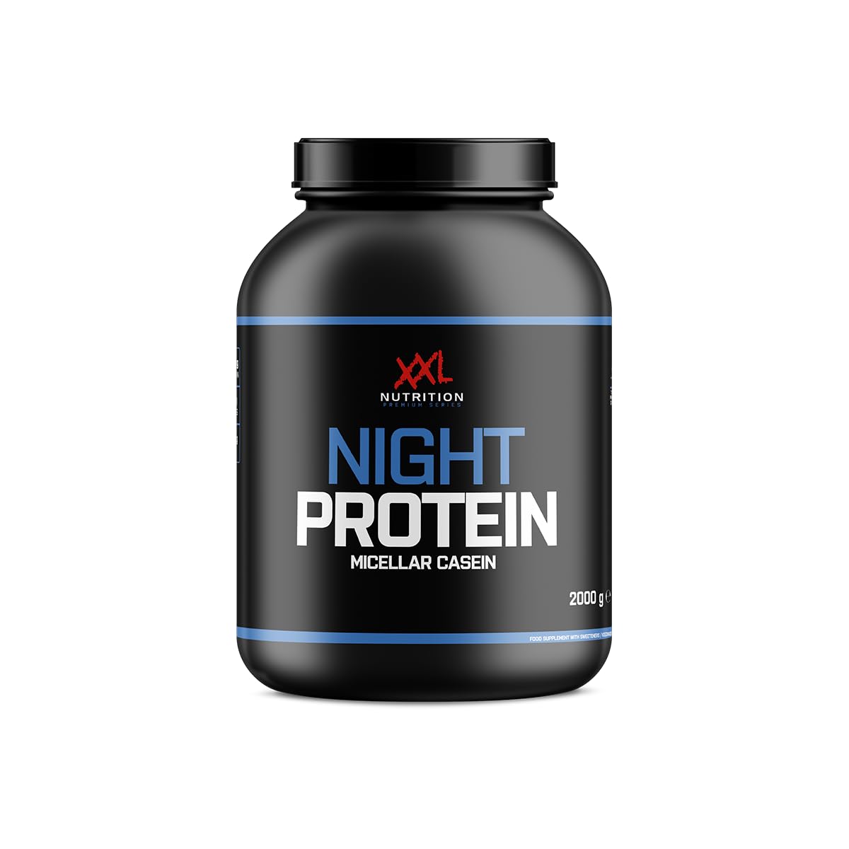 XXL Nutrition - Night Protein - Micellar Casein Protein Pulver - Hochwertiges Kasein Eiweißpulver - 2000 Gramm - Vanille