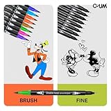 OSUM Colouring Pens wallet of 24 | Felt Fine Tip Pens - Coloured Dual Tip Brush Markers and Fineliners Art Supplies for Adult Colouring Books Painting Sketching Highlighting (Modern) - Image 8