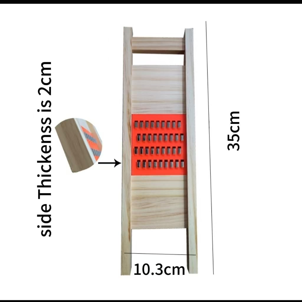 Wooden Kitchen Grater Board, Multi-Purpose Vegetable and Carrot Grater with Metal Insert, Natural