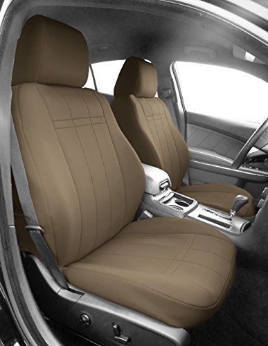 CalTrend Car Seat Cover for 1989 to 2002 Toyota Tacoma|4Runner|T100 - Beige, NeoSupreme - Front Sport Buckets Seat Covers - Easy to Install Waterproof Seat Covers with Beige Insert & Trim (1 Set)