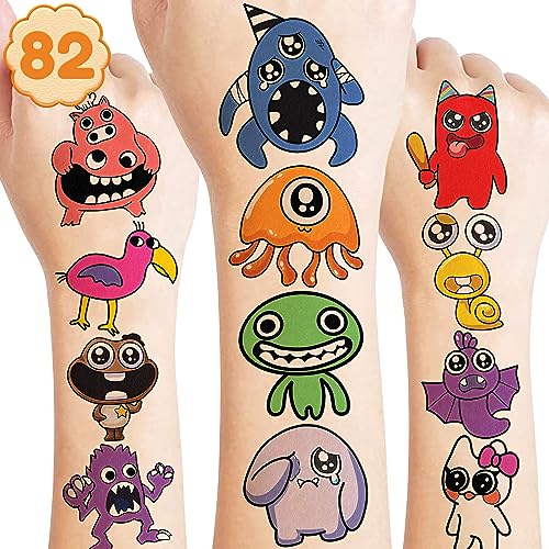 8 hojas (82 piezas) Monster Horror Game Banban Tatuajes temporales temáticos Banban Suministros para fiestas de cumpleaños Favores Super lindos tatuajes falsos Pegatinas Decoraciones para fiestas