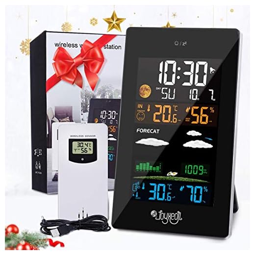 JOYXEON Weather Stations Wireless with Outdoor Sensor, 21 In 1 Weather Forecast Station, LCD Color Screen, Hygrometer Thermometer Temperature Display Alarm Clock with EN/DE/FR Instruction Manual