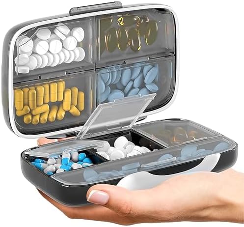 Travel Pill Organizer - Airtight Medicine Case for Traveling Port...
