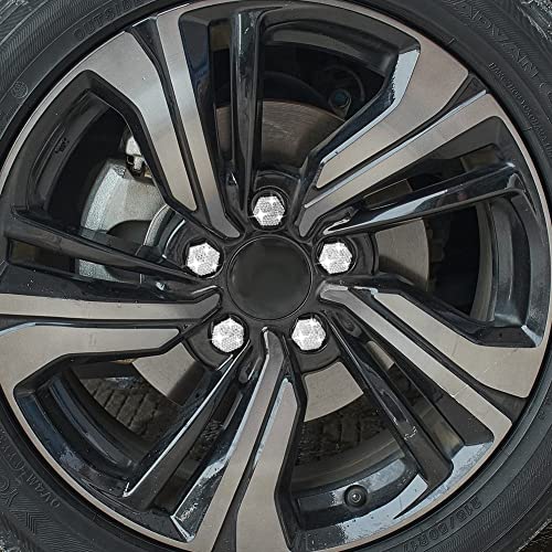 Image of Blueshyhall 19mm Bling Crystal Wheel Lug Nut Cover Bolt Caps Anti-Rust Car Tire Nut Cover with Removal Tool (Pack of 20) - White