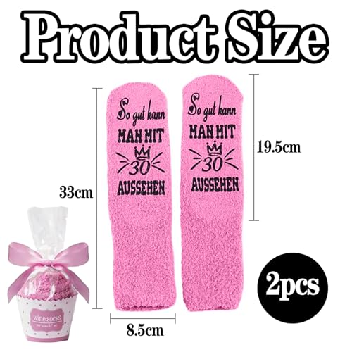 HJDJBD 1 Paar 30 Geburtstag Frauen,30 Geburtstag Frauen Geschenk,Anti Rutsch Socken Damen Geschenk,Beste Kuschelsocken,Lustige Socks,Socken Mit Spruch,Geburtstagsgeschenk für Mutter Tochter Freundin