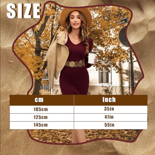 Women's Brown Western Boho Disc Belt Wide Western Concho Cowgirl Vintage Belts for Dress Jeans2