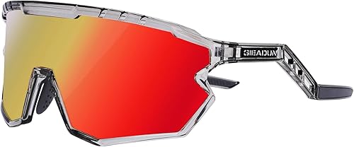 Vista 64 de Gafas de sol deportivas Gafas de ciclismo Gafas polarizadas rosadas Gafas de béisbol con 3 lentes, pesca, esquí, correr, golf