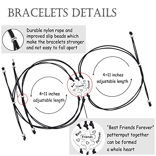Tarsus Best Friend/Sister Bracelets for 2/3 Heart Matching Bracelets Gifts for Women Girls3
