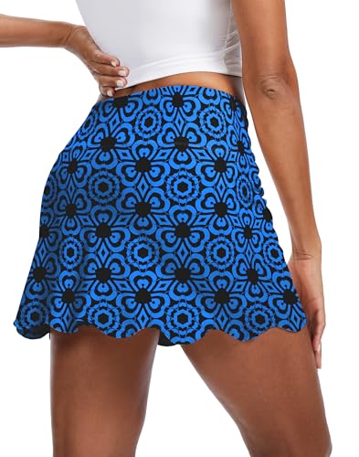 Image of M MOTEEPI 14 inch Scalloped Hem Skorts for Women with Pockets High Waisted Tennis Golf Athletic Skirt with Shorts 2026