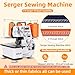 Industrial Serger Sewing Machine, Heavy-Duty Metal Frame Overlock Machine with 3-4 Stitch Capability, Overlocker Sewing Machine with LED Light，12 Stitch Patterns, 1,250 Stitches Per Minute, White