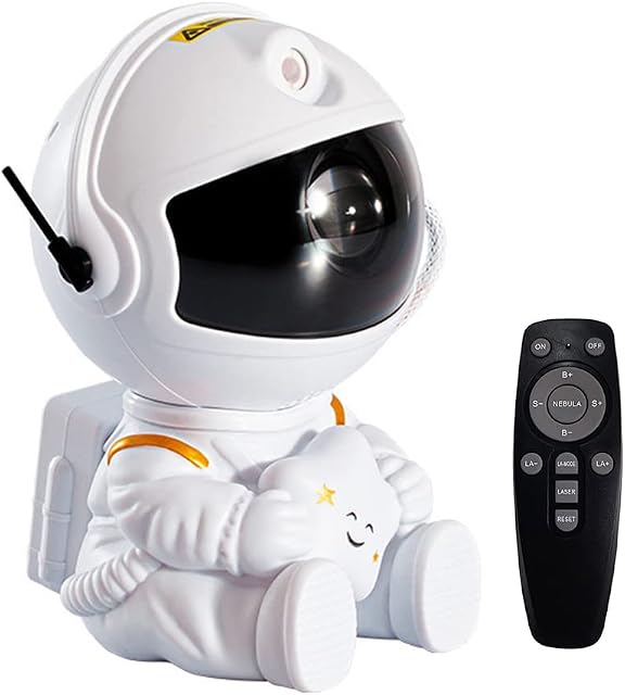 RMENGZHOUXI Astronaut Galaxy Stars Projector Night Light for Kids and Adults, Nebula Projector Light LED Starry Sky Home Room Nightlight, Gift for Boys Girls for Christmas (White-A)
