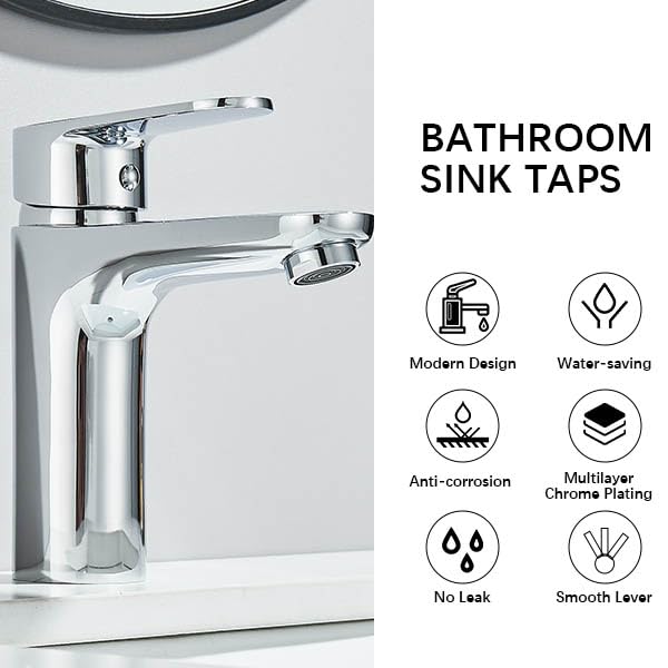 Robinet de lavabo anti-fuite avec mitigeur monocommande à pose simple - 6