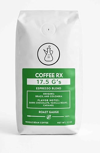 Coffee Rx - Granos de café enteros de mezcla de espresso de 0.62 oz, 12 onzas.