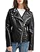 Geschallino Women’s PU Leather Jacket, Biker Jacket with Zip Pockets, Vintage Short Jack for Fall, Spring Black XXL