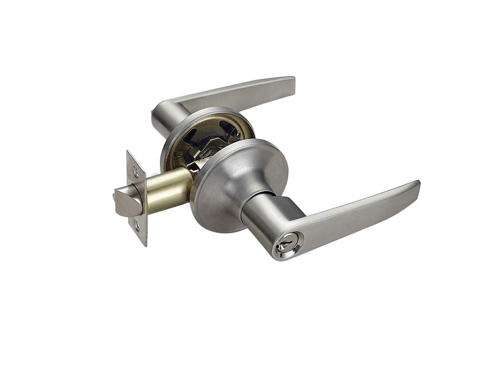 TOGUHeavy Duty Entry Door Lever Set Lockset with Key for Front Door,Bedroom,Bath and Passage,Satin Nickel