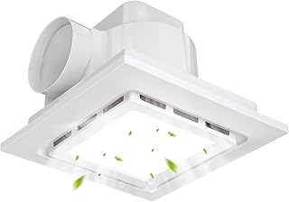 LIROPAU Badlüfter 300mm mit LED Licht, 130 CFM, 35W, Abluftventilator Leiser Badezimmer, 1500 LM, 6000 K Licht, Einfach Installieren Fenster Decke Wand im Bad, WC, Küche