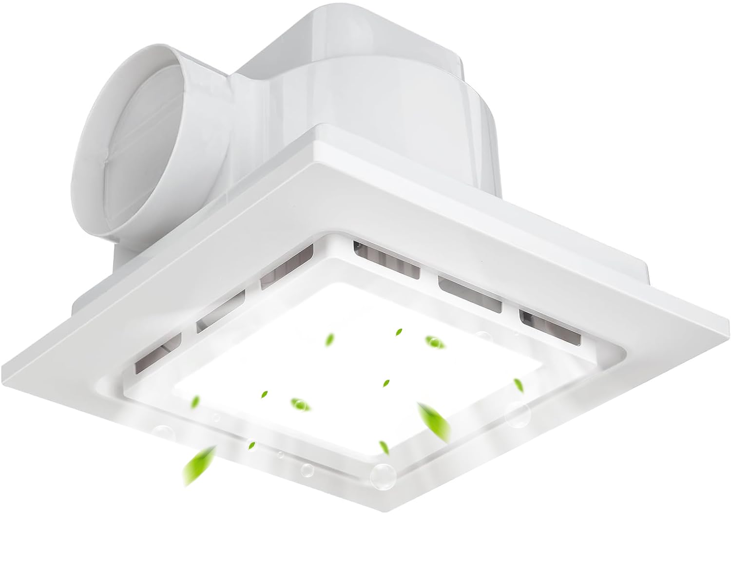 LIROPAU Ventilador de baño de 300 mm con luz LED, 130 CFM, 35 W, ventilador extractor de baño silencioso, 1500 lm, luz 6000 K, fácil de instalar, ventana, techo, pared en el baño, inodoro, cocina