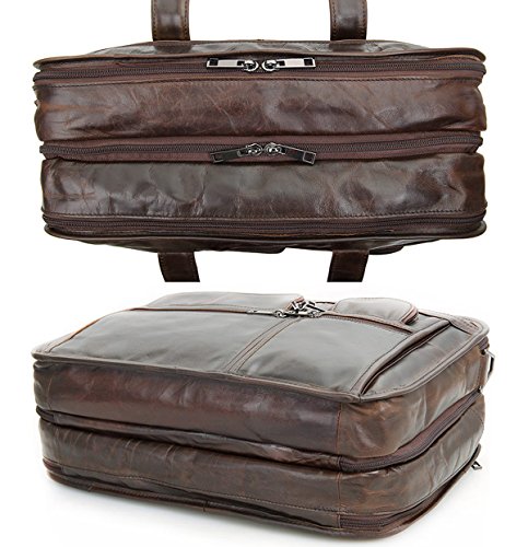 Berchirly Genuine Leather 15inch Expandable Laptop Computer Business Briefcase Bags Cowhide Handbag Case - Thumbnail 6