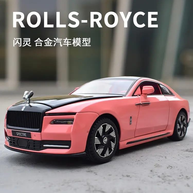 Image of BlackZone Compatible for 1 /24 Scale Rolls Royce Spectre Diecast Model Car Toy, Zinc Alloy Pull Back car with Openable Doors, Sound and Light Car Toy for Kids Boys and Girls (1:24 Spectre - Pink)