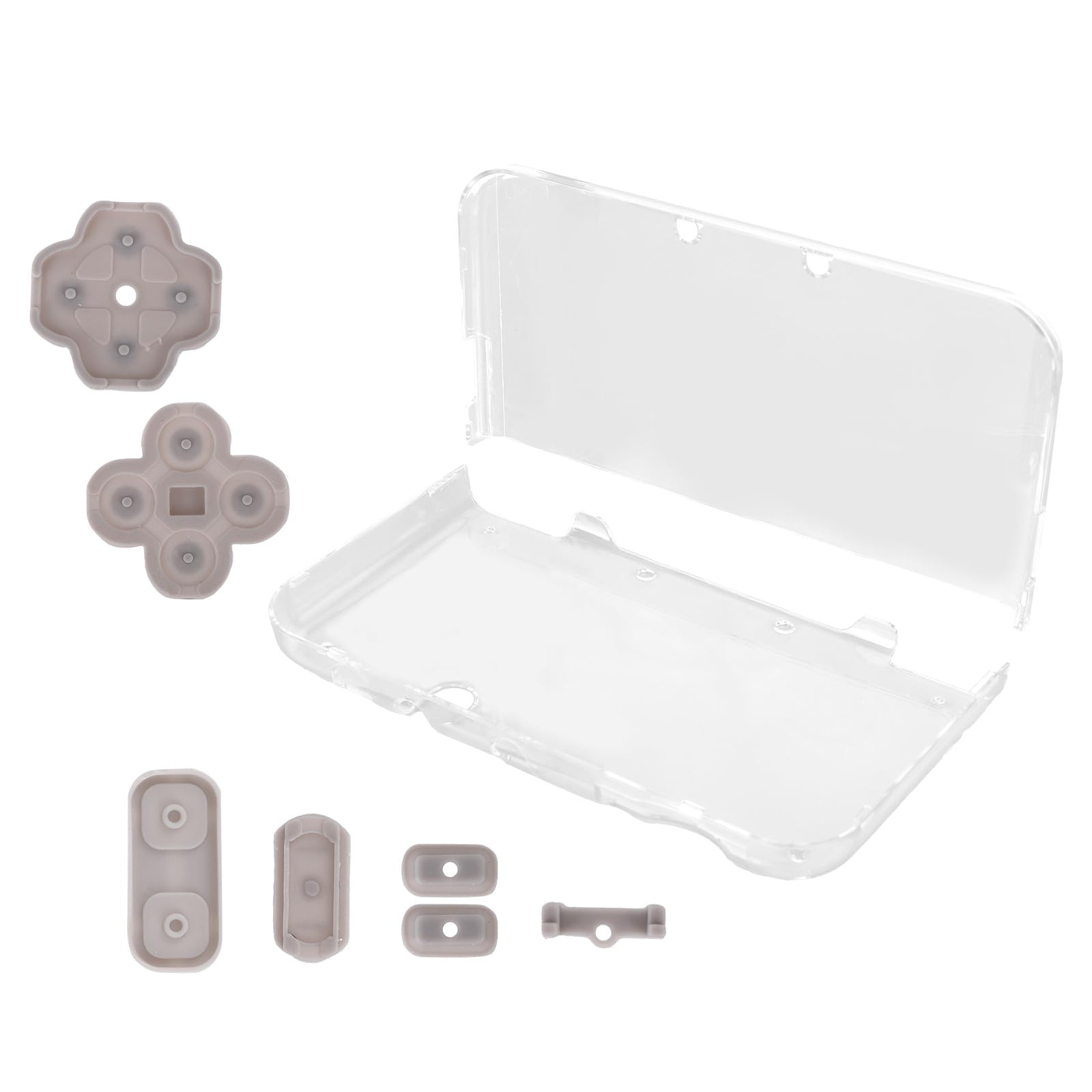 Etui Ochronne do Nowego 3DS XL/LL, Plastikowa Przezroczysta Osłona Ochronna Odporna na Zarysowania z 7 Szarymi Silikonowymi Padami do Kontrolera Kompatybilne z Nowym 3DS XL/LL