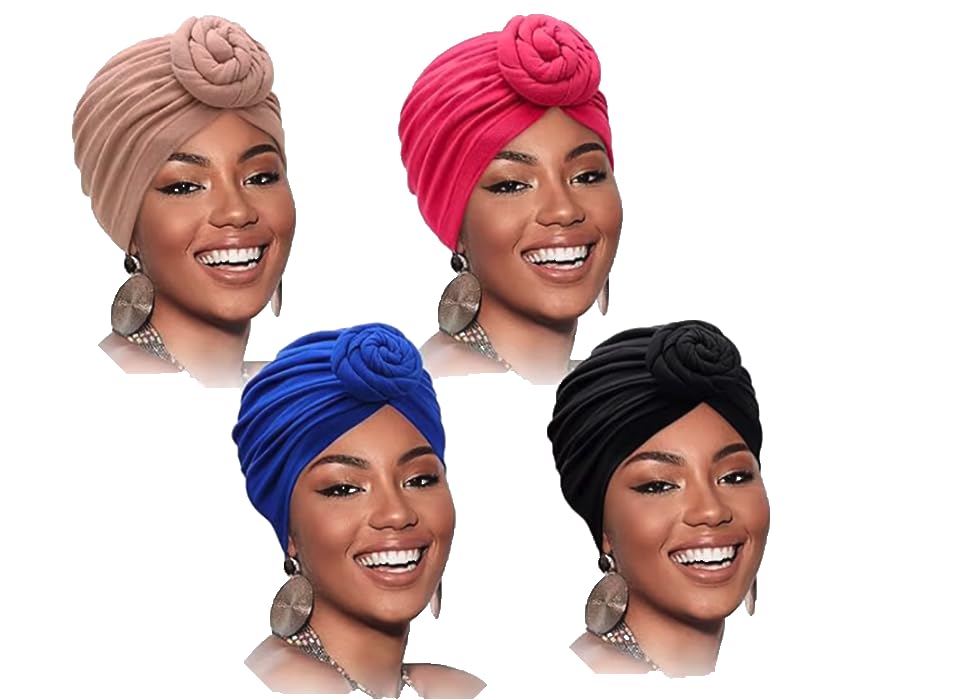 Bonnet de chimiothérapie lot de 4 turbans floraux et bandanas alopécie