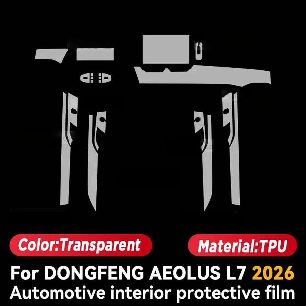 Pellicola Protettiva Trasparente in TPU per Pannelli Interni Auto, per Dongfeng Aeolus L7 2026, Adesivo Protettivo AntiGraffio