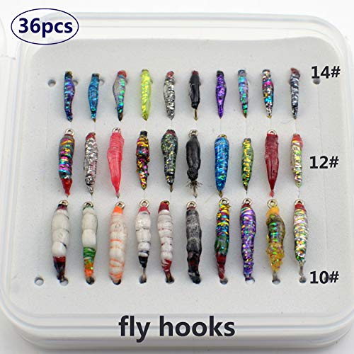 YAZHIDA Realistic Flies Fly Fishing Flies kit - Fly Assortment Trout Bass Fishing with Fly Box, with Dry/Wet Flies, Nymphs, Streamers,Fly Poppers (Fly Eggs) - Thumbnail 2