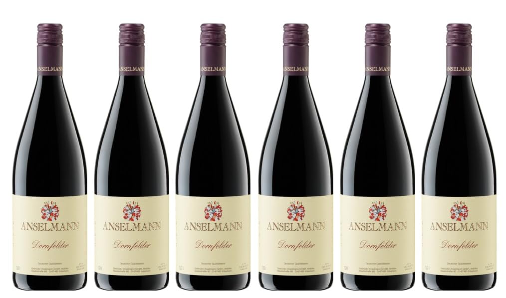 6x 1,0l - 2023er - Weingut Anselmann - Dornfelder - mild - LITER - Qualitätswein Pfalz - Deutschland - Rotwein mild