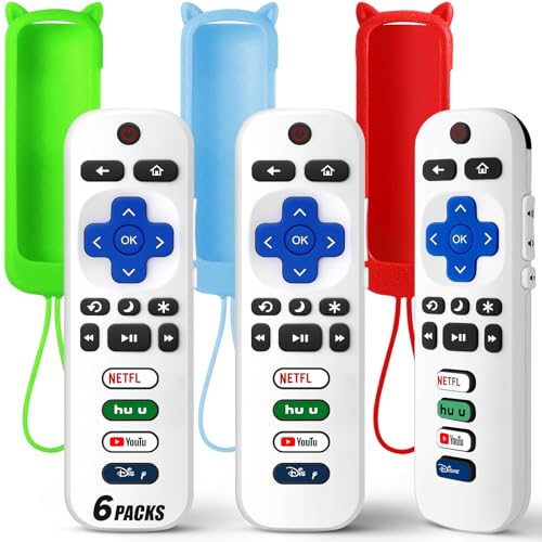 Paquete de 3 controles remotos de repuesto solo para Roku TV con funda protectora de silicona suave (brilla en la oscuridad), control remoto universal para TCL/Onn/Hisense/Sharp/Element/Philips Roku
