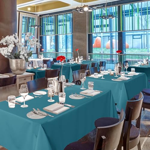 Image of sancua Rectangle Tablecloths for 6 Foot Tables, 6 Pack - Washable Polyester Fabric Table Cloth for Wedding Party, Birthday, Banquet Reception, 54x108 Inch, Teal