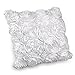 Homecube Satin Rose Flower Bed Sofa Square Pillow Cushion Pillowcase Case Cover Rose Flowers 16.5''x15.5'' Decorative (White)