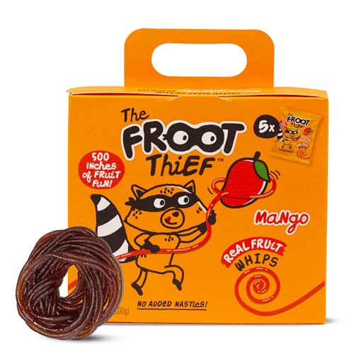 The FROOT Thief Real Fruit Snack Whips, Mango, Nut Free, Perfect for School Lunches and Snacks, Individual Bags Kids Snacks, 5 Pack