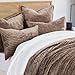 EverGrace Velvet Quilt Set King Size, Luxurious Soft Striped Channel Bedding Set, Lightweight Velvet Comforter for All Season, Oversized Bedspread Coverlet with 2 Matching Shams, Mocha Brown