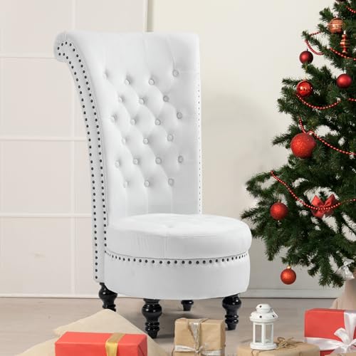 AVAWING High Back Throne Chair, Velvet Armless Royal Accent Chair