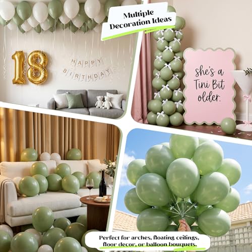 Image of Togvu Sage Green Balloons, 50Pack 12 Inch Light Green Latex Party Balloons for Safari Woodland Baby Shower Jungle Birthday Party Decorations