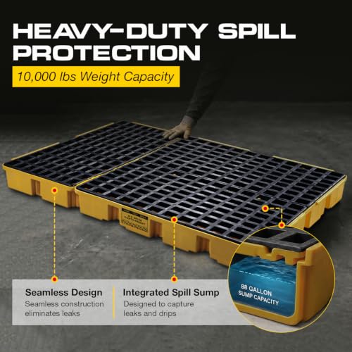Image of Eagle 6 Drum Spill Containment Pallet with Forklift Pockets, Yellow