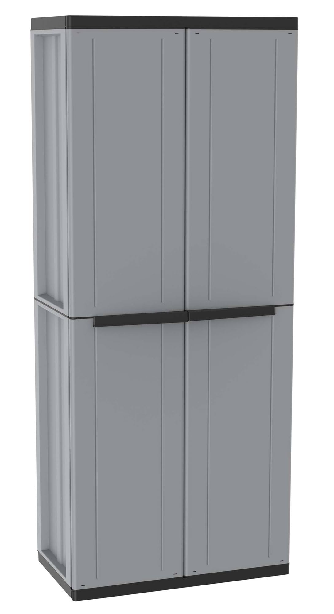 Bonussi Armadio Portascope Modulare da Esterno 68x37,5x163,5 cm 2 Ante 4 Ripiani in Polipropilene Jline Grigio e Nero