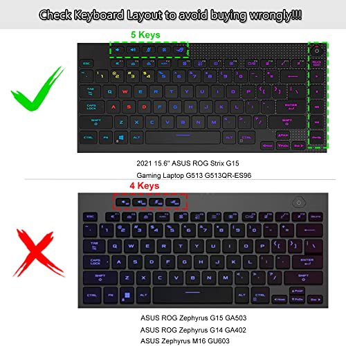 Image of Keyboard Cover Skin for 2021 New ASUS ROG Strix G15 Gaming Laptop G513QR G513QR-ES96, 15.6 inch ASUS ROG Strix G15 G513 G533 G533ZX-XS96 /AS94 Keyboard Skin[Not Fit for 2020 ASUS ROG Strix G15]-Black