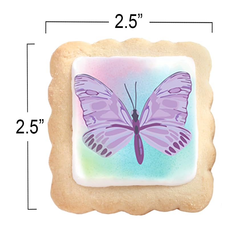 Image of Butterfly Cookies 24 Pack Party Favors Decorated Birthday | INDIVIDUALLY WRAPPED Sugar Cookies | Gift Basket Peanut & Nut Free Bulk