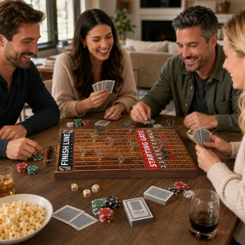 Juego de Mesa Carreras de Caballos de Madera Plegable miniatura 2