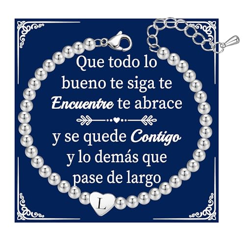 Kraven Regalos para Mujeres Pulsera de Plata con Amor Corazón 26 Letras...