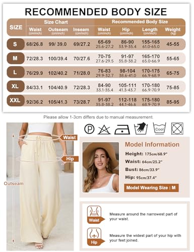 Image of UMIPUBO Womens Linen Pants Flowy Palazzo Wide Leg Pants