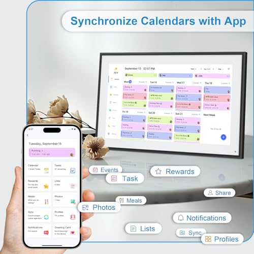 15.6 Inch Digital Calendar&Chore Chart, 1920 * 1080P Full HD Touchscreen Interactive Display Smart Family Planner, Wall and Desk Mountable, Gifts for Women Men, Christmas Gifts for Dad Mom - Image 5