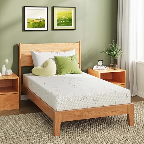 Image of EGOHOME 6 Inch Memory Foam Mattress in a Box, Twin Mattress, Green | Cooling Green Tea Gel Memory Foam for Pressure Relief, Medium Firm Support, Fiberglass Free, CertiPUR-US Certified